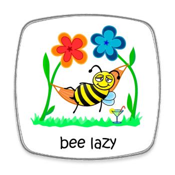 bee lazy, lazy bee, sweet bee, funny animals - Square fridge magnet - white - Front