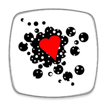 Coeur rouge avec des points noirs et blancs - Magnet carré - blanc - Devant