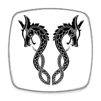 Dragon noir à deux têtes - Magnet carré - blanc - Devant