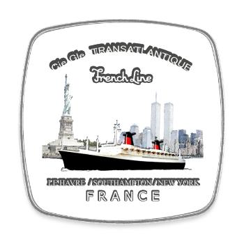LINER FRANCE NEW YORK Louis RUNEMBERG © Adagp - Square fridge magnet - white - Front