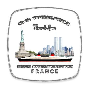 PAQUEBOT FRANCE NEW YORK Louis RUNEMBERG © Adagp - Magnet carré - blanc - Devant