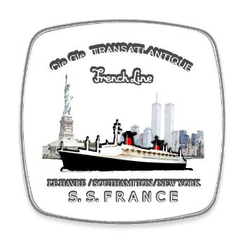 FRANCE PAQUEBOT CREATION LOUIS RUNEMBERG ADAGP - Magnet carré - blanc - Devant