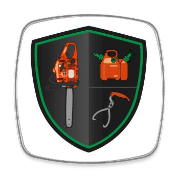 Heraldic shield - Chainsaw - Square fridge magnet - white - Front