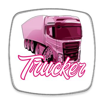 Dame camionneur - Magnet carré - blanc - Devant