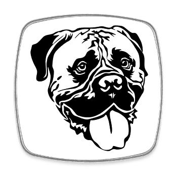 Bullmastiff head - Square fridge magnet - white - Front