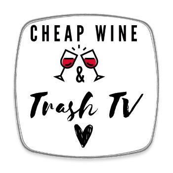 Billiger Wein Und Trash TV - Viereckiger Kühlschrankmagnet - Weiß - Vorne