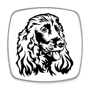Tête de Cocker Spaniel - Magnet carré - blanc - Devant