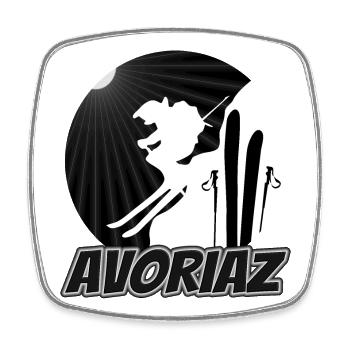 Avoriaz Ski Silhouette Jump - Square fridge magnet - white - Front