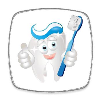 Dent blanche rayonnante avec du dentifrice en bande dessinée - Magnet carré - blanc - Devant