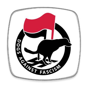 « Dogs Against Fascism » pour les propriétaires de chiens Antifa - Magnet carré - blanc - Devant