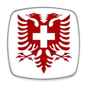Flag of Albania Switzerland - Square fridge magnet - white - Front