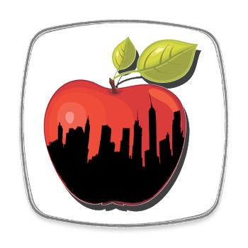 BIG APPLE NY New York Apfel Geschenk - Viereckiger Kühlschrankmagnet - Weiß - Vorne