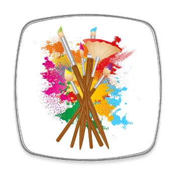 Künstlerpinsel Set mit kunterbunten Farben - Viereckiger Kühlschrankmagnet - Weiß - Vorne