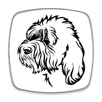 Petit Basset Griffon Vendéen tête - Magnet carré - blanc - Devant