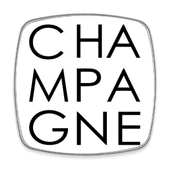 cha mpa gne - Viereckiger Kühlschrankmagnet - Weiß - Vorne