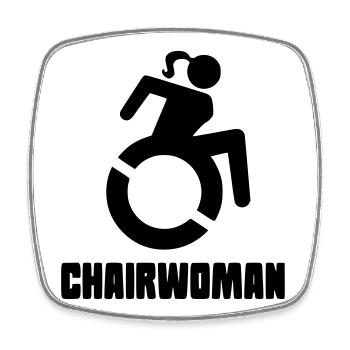 Femme en fauteuil roulant pour les vraies dames roulantes * - Magnet carré - blanc - Devant