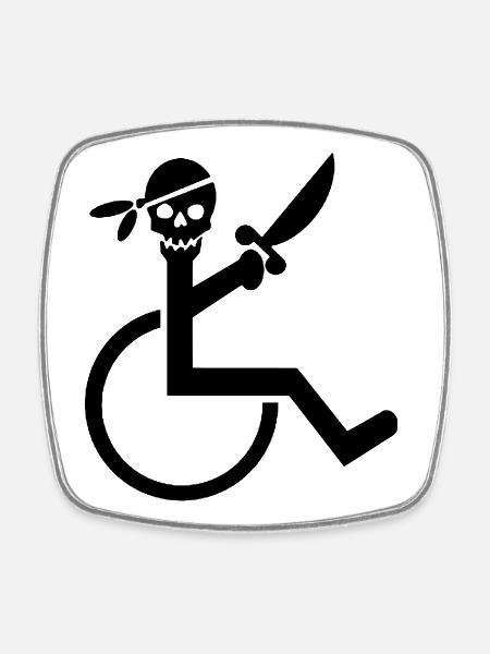 Fauteuil roulant Pirate pour les rouleaux durs. Chemise humoristique * - Magnet carré - blanc