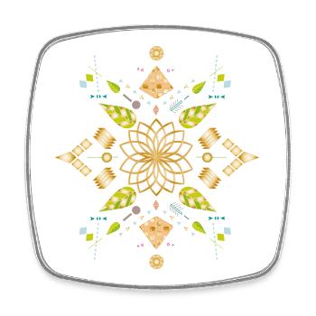 goldenes Blüten Symbol mit bunten Elementen - Viereckiger Kühlschrankmagnet - Weiß - Vorne