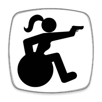 Tir sur une fille en fauteuil roulant. Femme sportive en fauteuil roulant * - Magnet carré - blanc - Devant