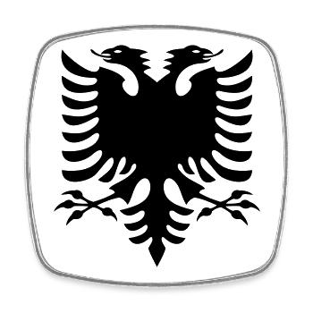 Albanien Flagge - Viereckiger Kühlschrankmagnet - Weiß - Vorne