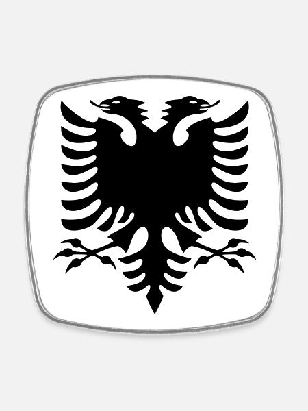 Drapeau de l’Albanie - Fyrkantig kylskåpsmagnet - vit