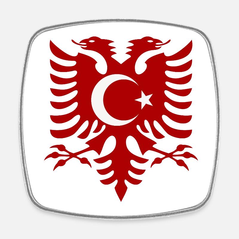 Albania Turkey Flag - Square fridge magnet - white