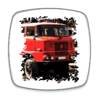 W50 Feuerwehr LKW - Viereckiger Kühlschrankmagnet - Weiß - Vorne