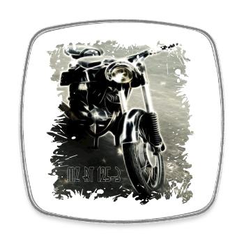 MZ RT 125 Zschopau GDR Motorcycle - Square fridge magnet - white - Front