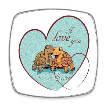 Tortues Love 4ever 2 - Magnet carré - blanc - Devant