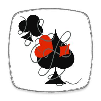 Glück im Spiel … | Spielkarten | Geschenkidee - Viereckiger Kühlschrankmagnet - Weiß - Vorne