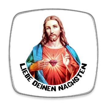 Liebe Deinen Nächsten Jesus Linker Handsegen - Viereckiger Kühlschrankmagnet - Weiß - Vorne