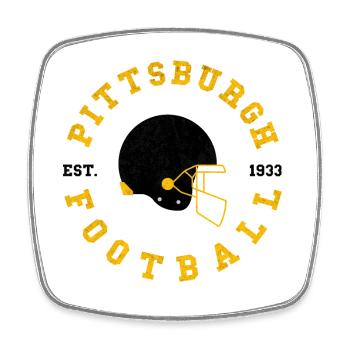 Pittsburgh Football Rundlogo Gelb Schwarz - Viereckiger Kühlschrankmagnet - Weiß - Vorne
