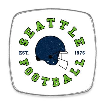 Seattle Football Helm Est. 1976 - Viereckiger Kühlschrankmagnet - Weiß - Vorne