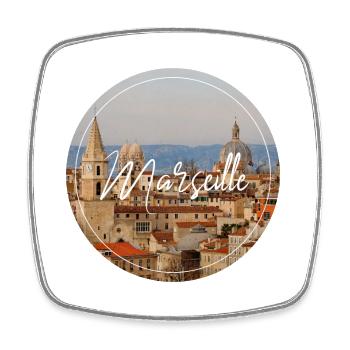 Scénario du paysage urbain de Marseille - Magnet carré - blanc - Devant