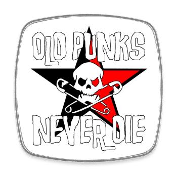 Old Punks Never Die - Viereckiger Kühlschrankmagnet - Weiß - Vorne