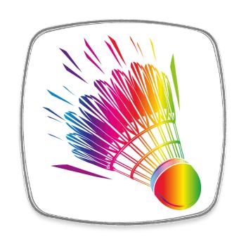 colorful badminton badminton drawing - Square fridge magnet - white - Front