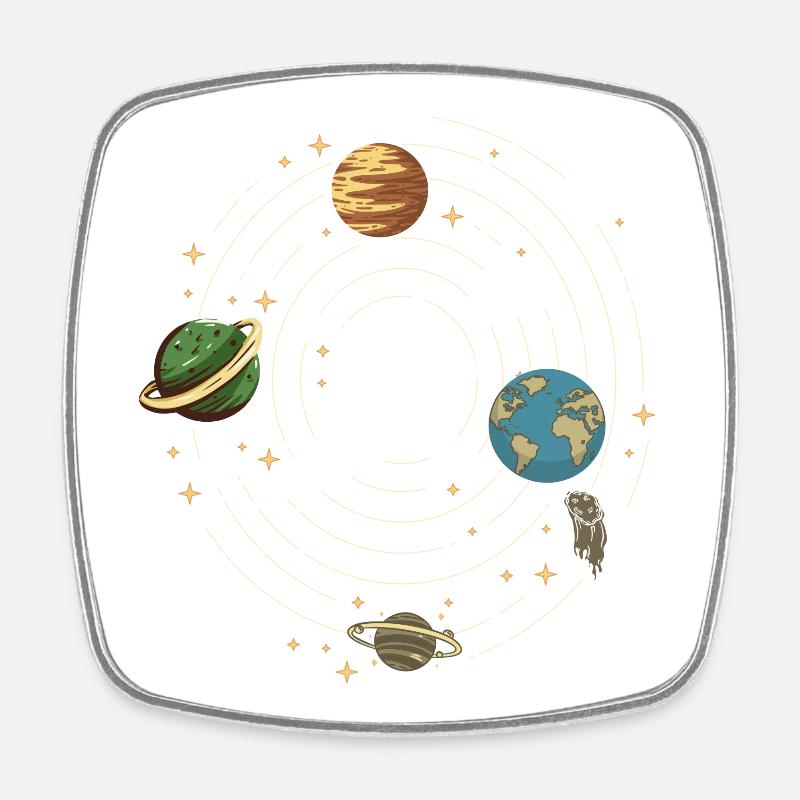 Planeten - Viereckiger Kühlschrankmagnet - Weiß