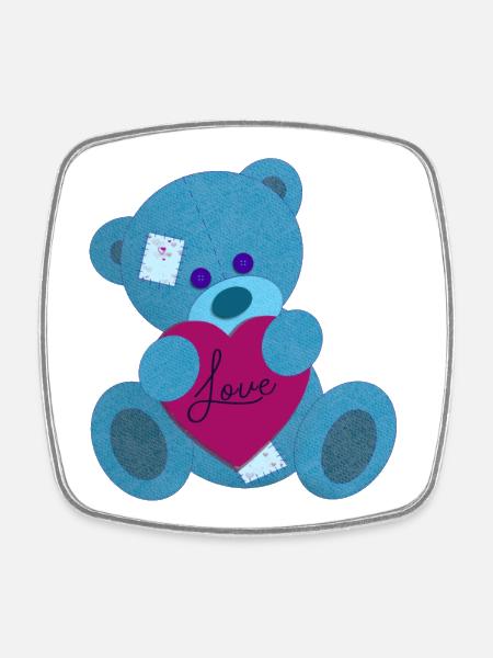 Bear in love - Square fridge magnet - white