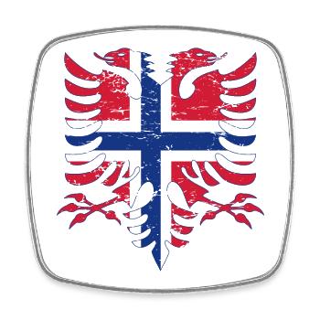 Albanien Norwegen Flagge used look - Viereckiger Kühlschrankmagnet - Weiß - Vorne