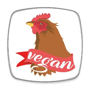 Vegan Henne - Viereckiger Kühlschrankmagnet - Weiß - Vorne