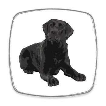 Schwarzer Labrador - Viereckiger Kühlschrankmagnet - Weiß - Vorne