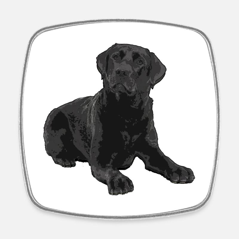 Labrador noir - Magnet carré - blanc