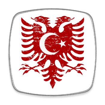 Albanie Turquie drapeau utilisé look - Magnet carré - blanc - Devant
