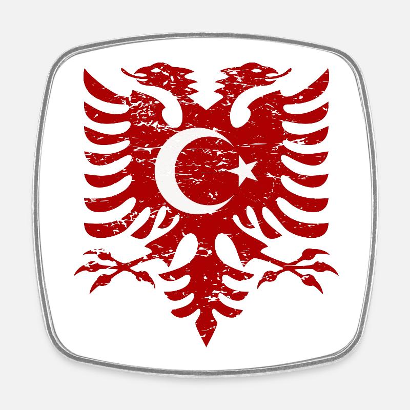 Albania Turkey flag used look - Square fridge magnet - white