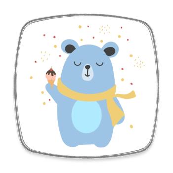 Cute Bear Having an Icecream - Square fridge magnet - white - Front