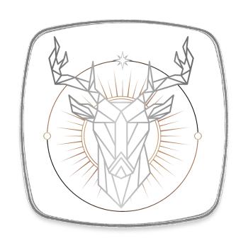 Geometrische Hirsch-Mandala mit strahlendem Halo - Viereckiger Kühlschrankmagnet - Weiß - Vorne