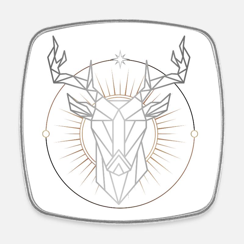 Mandala de Cerf Géométrique avec Auréole Radiante - Magnet carré - blanc