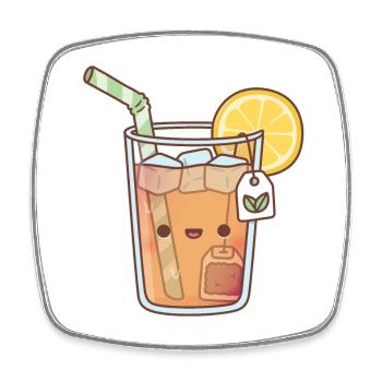 Kawaii Eis-Zitronentee - Viereckiger Kühlschrankmagnet - Weiß - Vorne