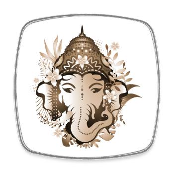 Elefanten Gott Ganesha mit Blüten mit Sepia-Effekt - Viereckiger Kühlschrankmagnet - Weiß - Vorne