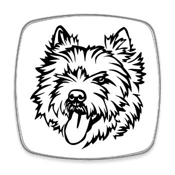 Cairn Terrier Kopf - Viereckiger Kühlschrankmagnet - Weiß - Vorne